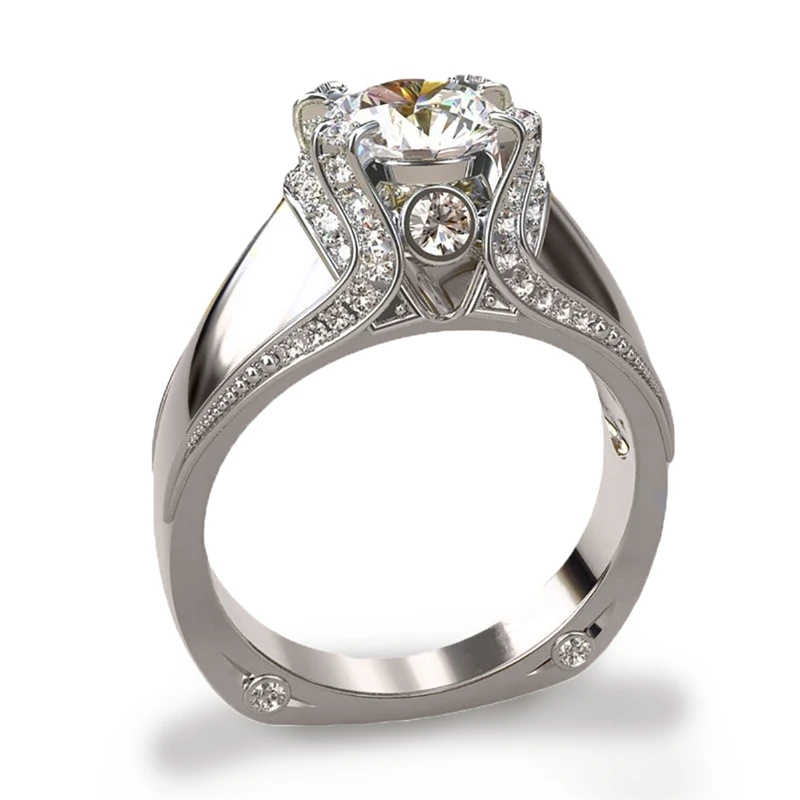 Shiny White Transparent Crystal Zircon Sterling Finger Rings for Women Gold Color Ring
Shiny White Transparent Crystal Zircon Sterling Finger Rings for Women Gold Color Ring