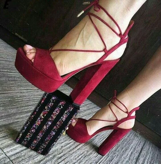 Women Fashion Cut-out Platform Bright Rose Red Suede Chunky Heel Sandals Peep Toe Block Heeled Lace Up Dress Sandals Shoes Lady
Women Fashion Cut-out Platform Bright Rose Red Suede Chunky Heel Sandals Peep Toe Block Heeled Lace Up Dress Sandals Shoes Lady