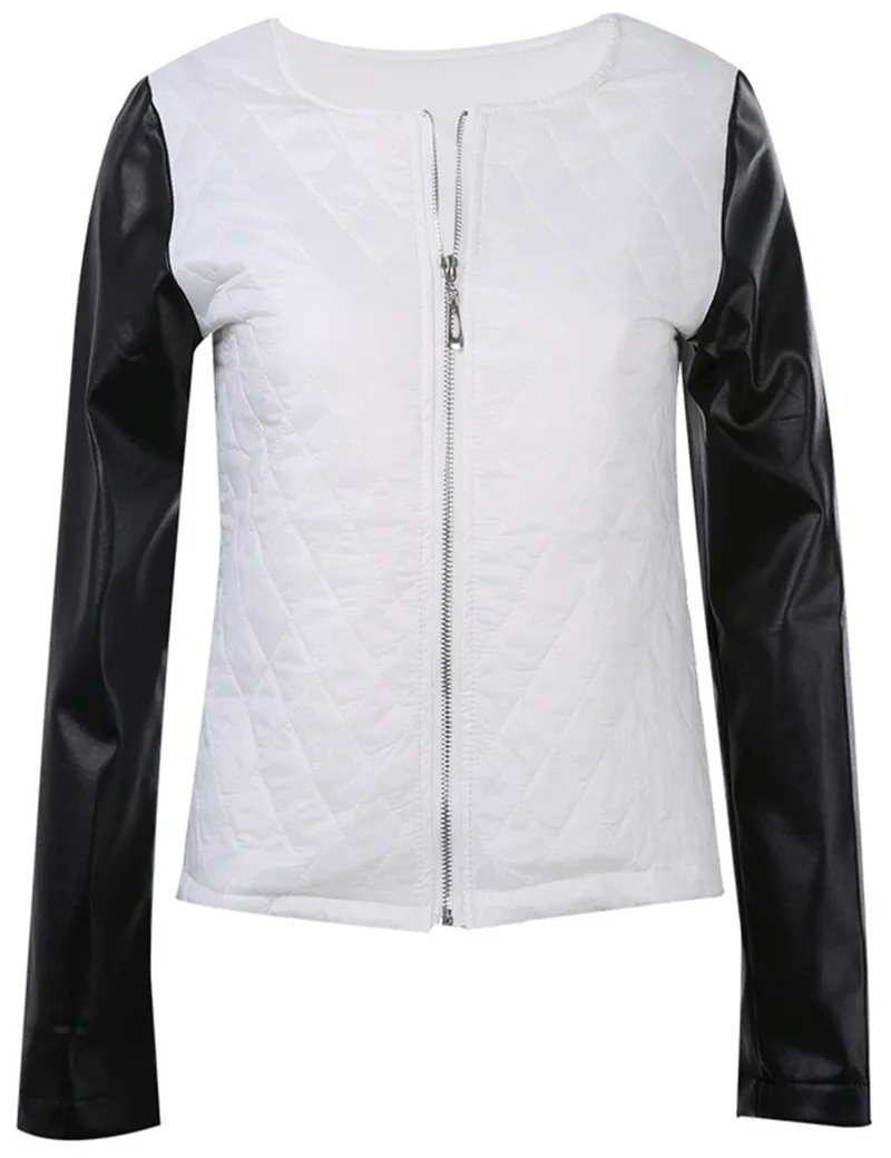 New Fashion Women Zipper Jackets Patchwork PU Leather Stitching Autumn Jacket Coat Outwear Casual O-neck Long Sleeve Clothes
New Fashion Women Zipper Jackets Patchwork PU Leather Stitching Autumn Jacket Coat Outwear Casual O-neck Long Sleeve Clothes