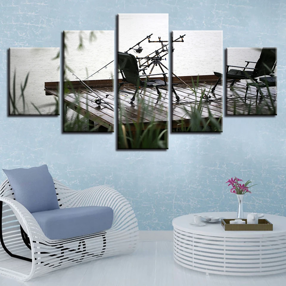 Art Frame Decor Room Wall Paintings 5 Pieces Fishing Paraphernalia And Chair Landscape Posters Modular Pictures Canvas HD Prints
Art Frame Decor Room Wall Paintings 5 Pieces Fishing Paraphernalia And Chair Landscape Posters Modular Pictures Canvas HD Prints