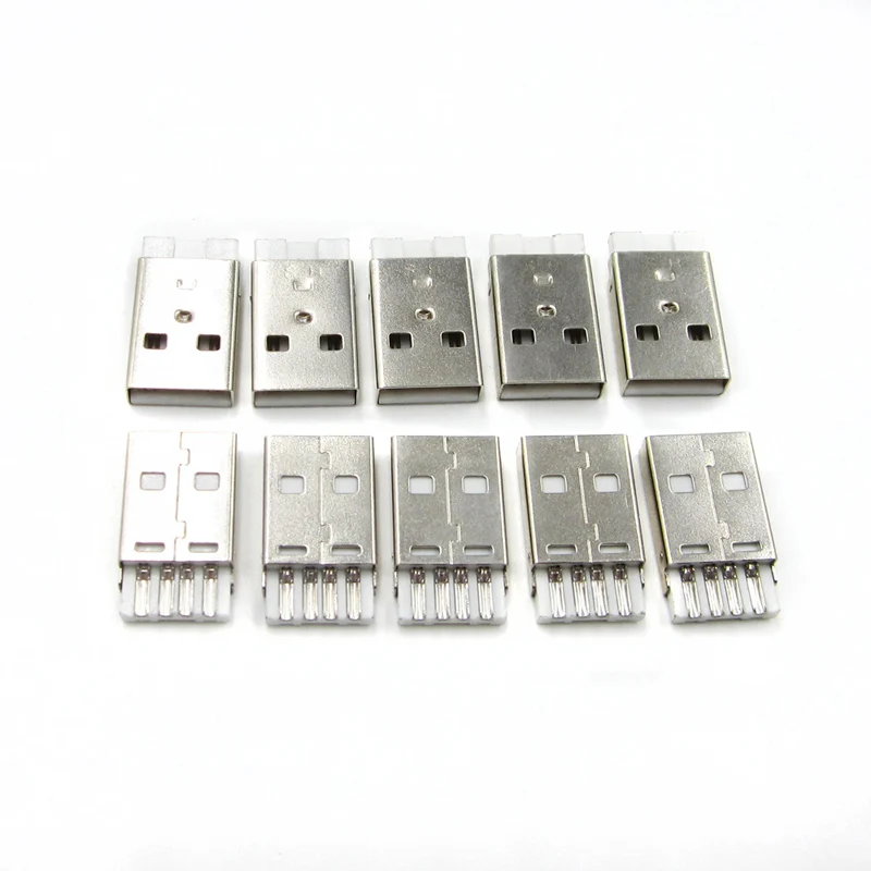 10 шт. Мужской USB разъем комплект 5 P 2 0 типа А DIY компоненты белый
