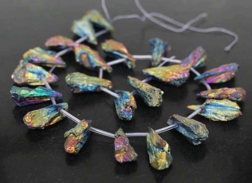15.5"Strand Rainbow Titanium Druzy Quartz Crystal Geode Top Drilled Point Pendant Beads,Raw Crystal Spikes Stick Nugget Beads
15.5"Strand Rainbow Titanium Druzy Quartz Crystal Geode Top Drilled Point Pendant Beads,Raw Crystal Spikes Stick Nugget Beads