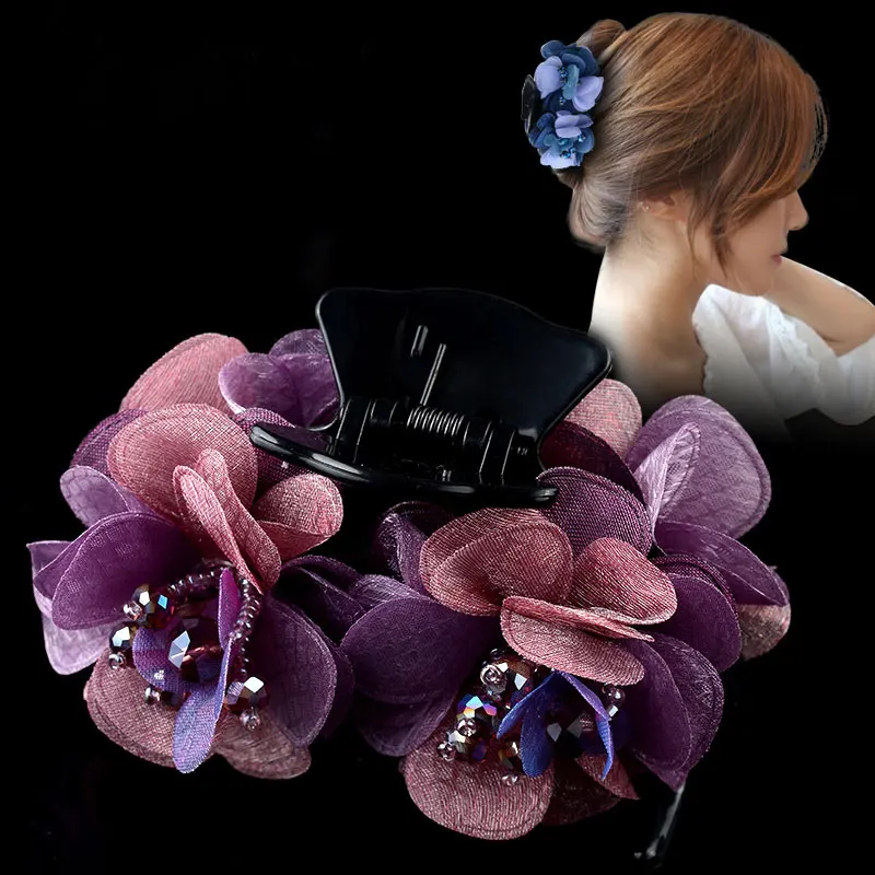South Korean women's elegant chiffon rose bowknot hair clip hairpin wear headdress
South Korean women's elegant chiffon rose bowknot hair clip hairpin wear headdress
