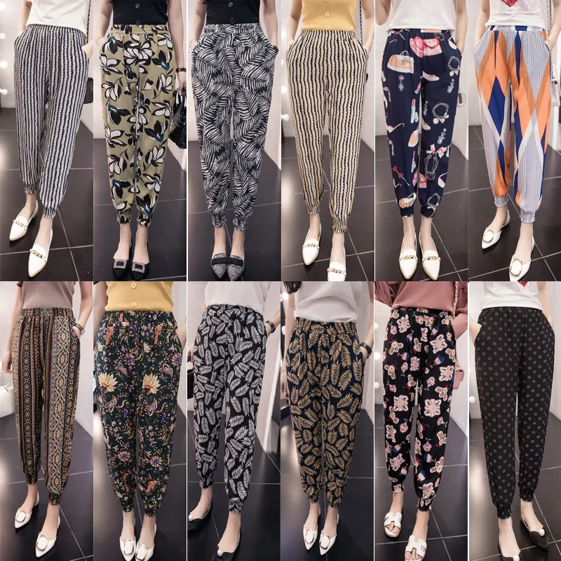 Women's New Summer Chiffon Long Ankle-Length Pants Harem Pants Printed Fashion Pants Elastic Waist Pants
Women's New Summer Chiffon Long Ankle-Length Pants Harem Pants Printed Fashion Pants Elastic Waist Pants
