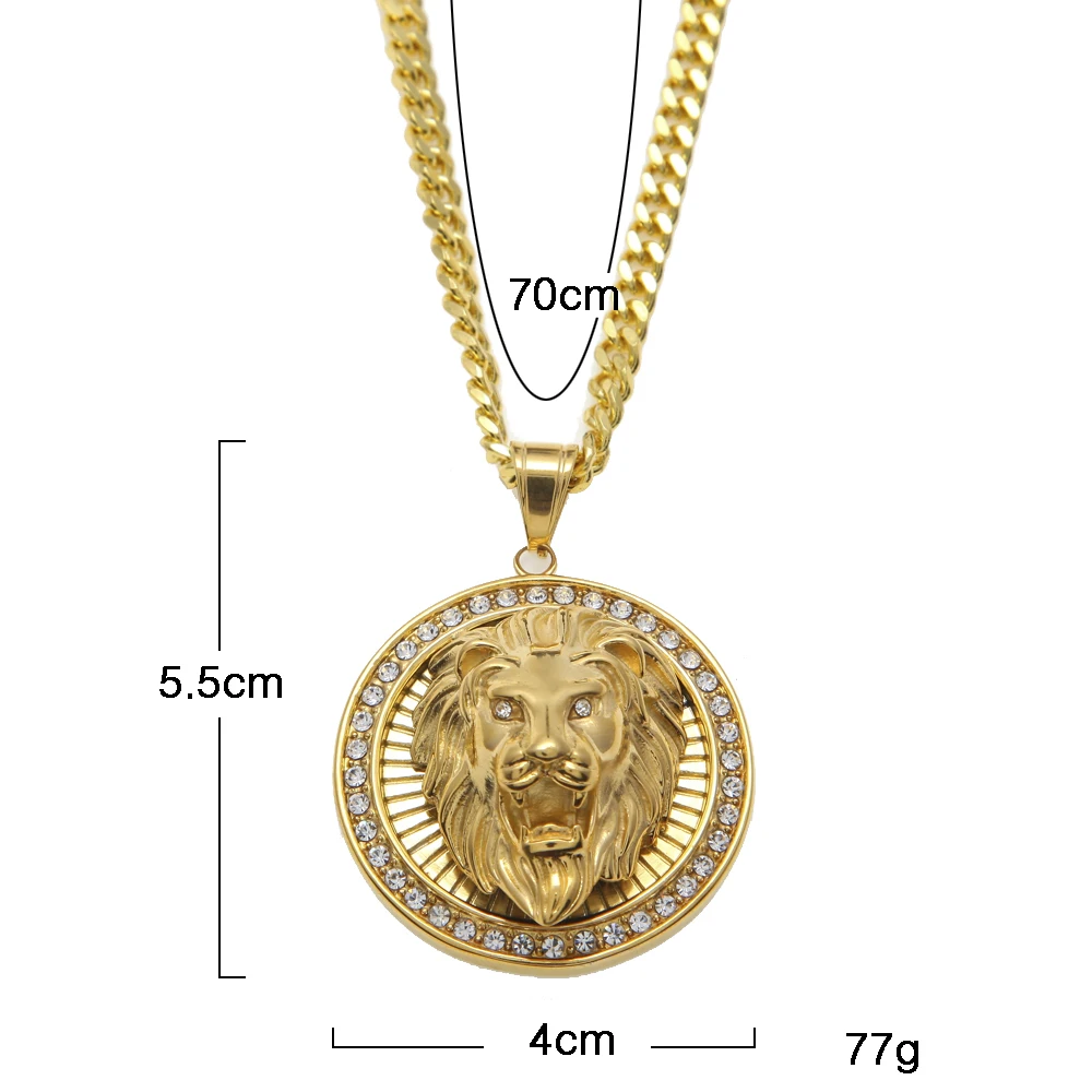 Мужское ожерелье с подвеской в виде льва из нержавеющей стали |