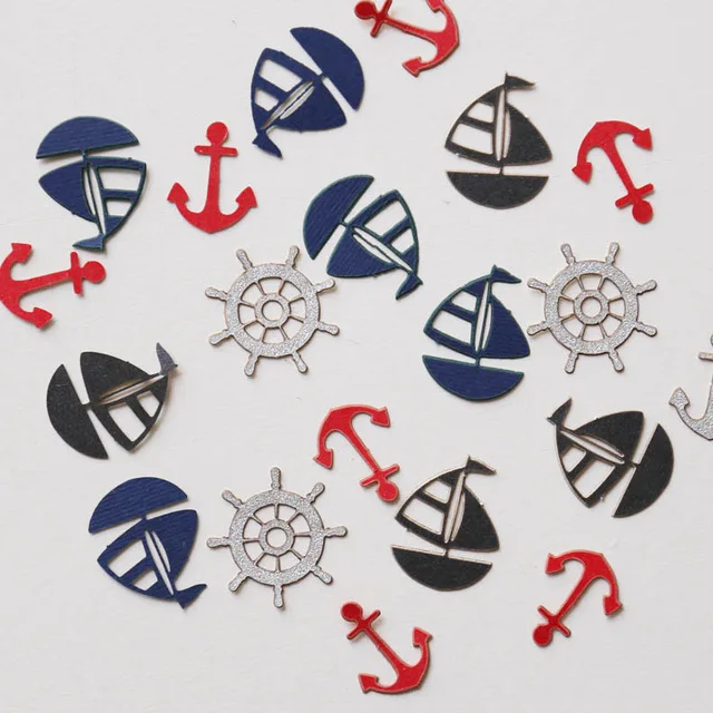 

Nautical Party anchor sailboat Confettis birthday Table decor baby shower Scrapbook Embellishments scatters party decoartions