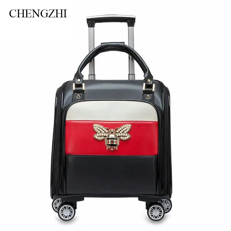 CHENGZHI 16-дюймовый женский роскошный чемодан на колесиках в стиле ретро из искусственной кожи, дорожные сумки, милый маленький чемодан с пчела...
CHENGZHI 16-дюймовый женский роскошный чемодан на колесиках в стиле ретро из искусственной кожи, дорожные сумки, милый маленький чемодан с пчела...