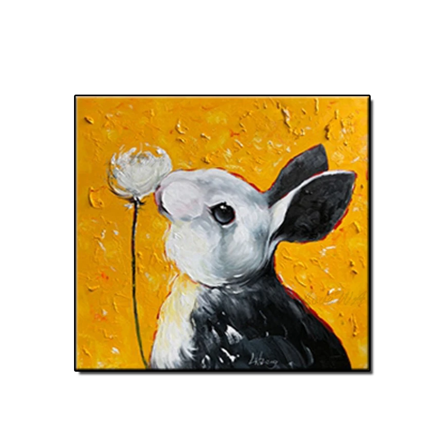 Hand Painted Cartoon Cute Rabbit Handmade Oil Painting Animal Pet Art Wall Hanging Canvas Paintings Pieces Wall Art For Kids
Hand Painted Cartoon Cute Rabbit Handmade Oil Painting Animal Pet Art Wall Hanging Canvas Paintings Pieces Wall Art For Kids