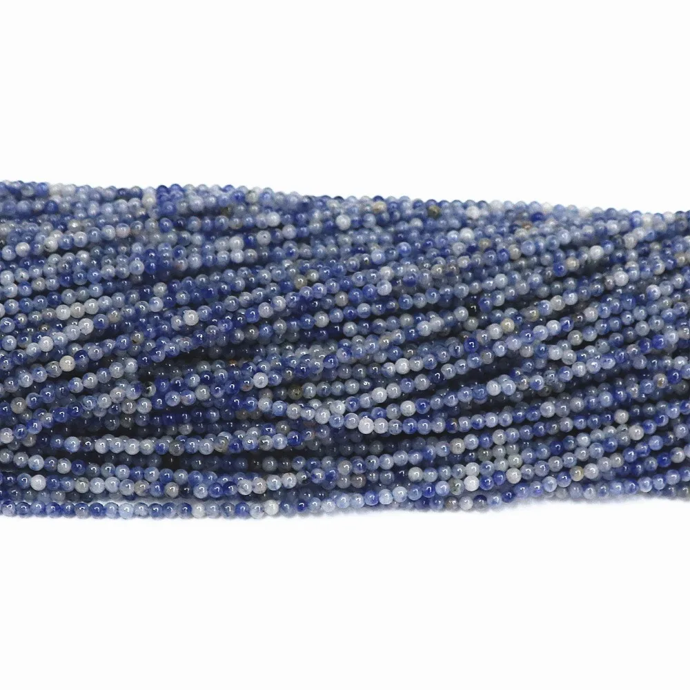 

Natural Blue Point Stone 2mm 3mm Round Beads Fashion Diy Jewelry Loose Spacer Saccessories Findings Beads 15" B402