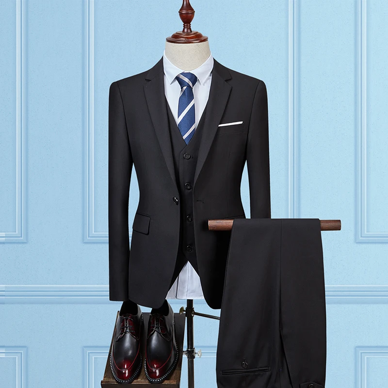 2019 New Black Dress Suit Men Blazer Jackets + Pants + Vests Size 5XL Pure Color Wedding Suits for Man
2019 New Black Dress Suit Men Blazer Jackets + Pants + Vests Size 5XL Pure Color Wedding Suits for Man