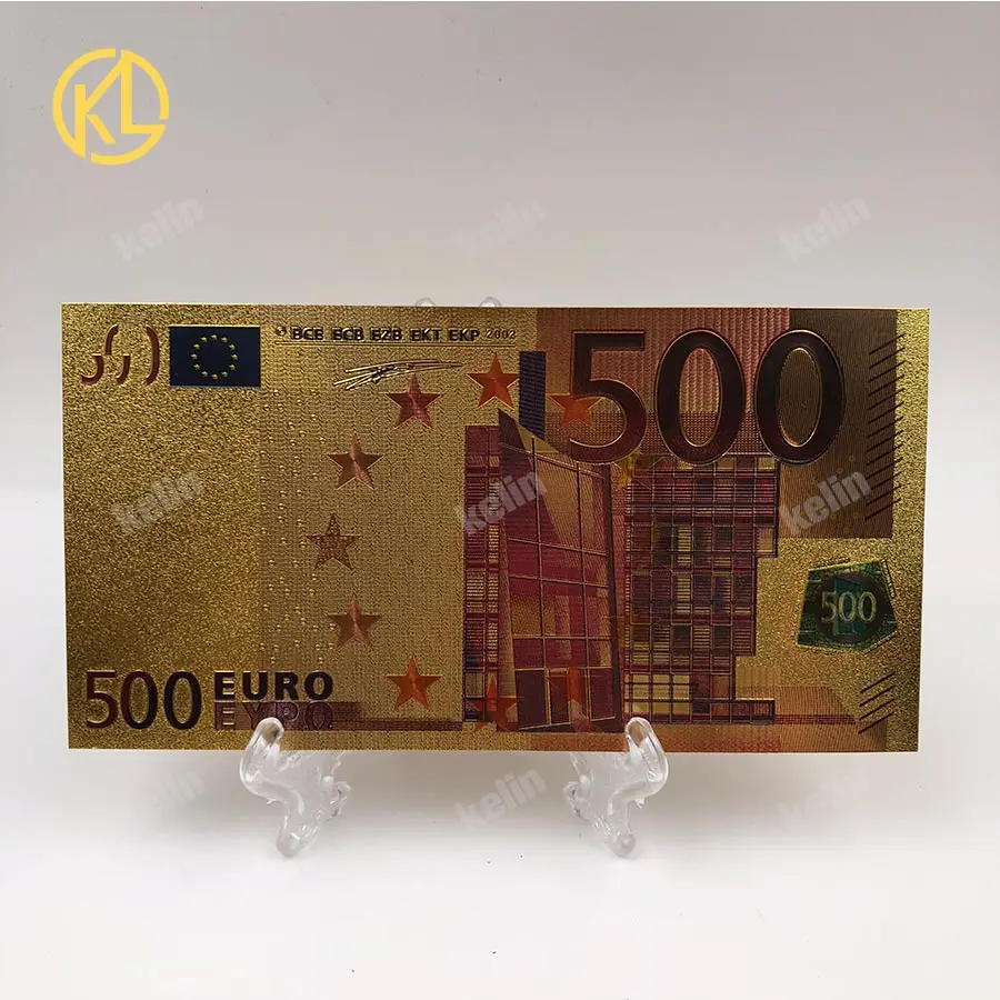Waterproof Plastic 24K Gold Foill 500 Euro Banknote Bill for wedding return Souvenir Money with Plastic Stand for Selection
Waterproof Plastic 24K Gold Foill 500 Euro Banknote Bill for wedding return Souvenir Money with Plastic Stand for Selection
