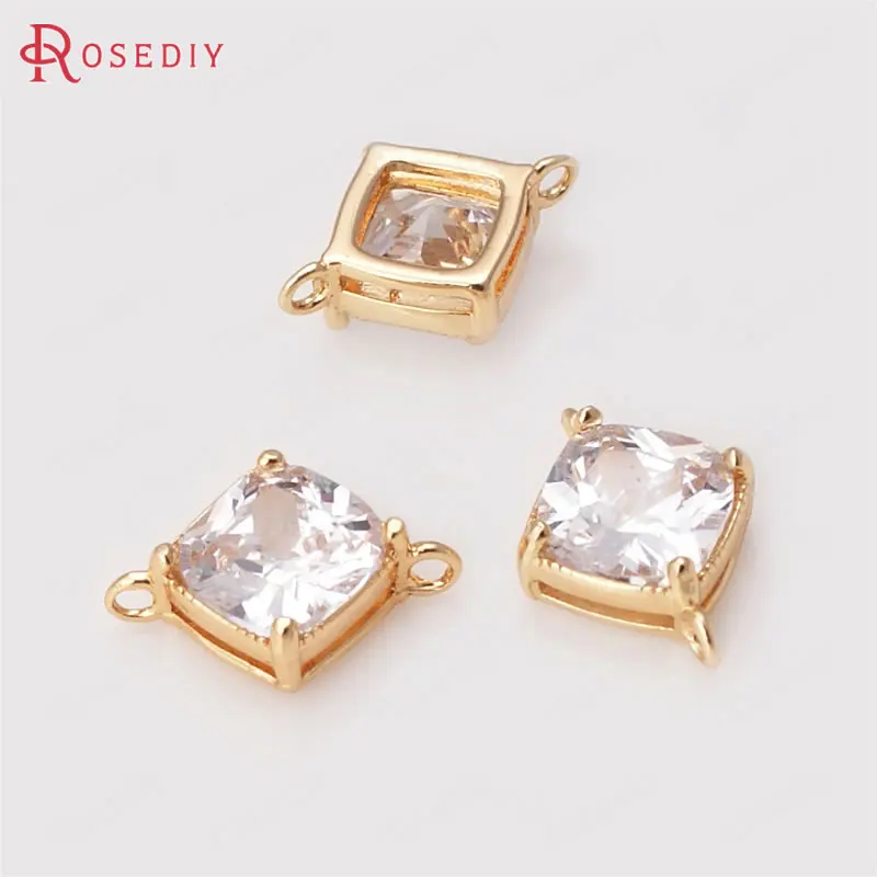 6PCS 6MM 8MM 24K Champagne Gold Color Brass with Zircon Square 2 hole Connector Charms High Quality Diy Jewelry Accessories
6PCS 6MM 8MM 24K Champagne Gold Color Brass with Zircon Square 2 hole Connector Charms High Quality Diy Jewelry Accessories