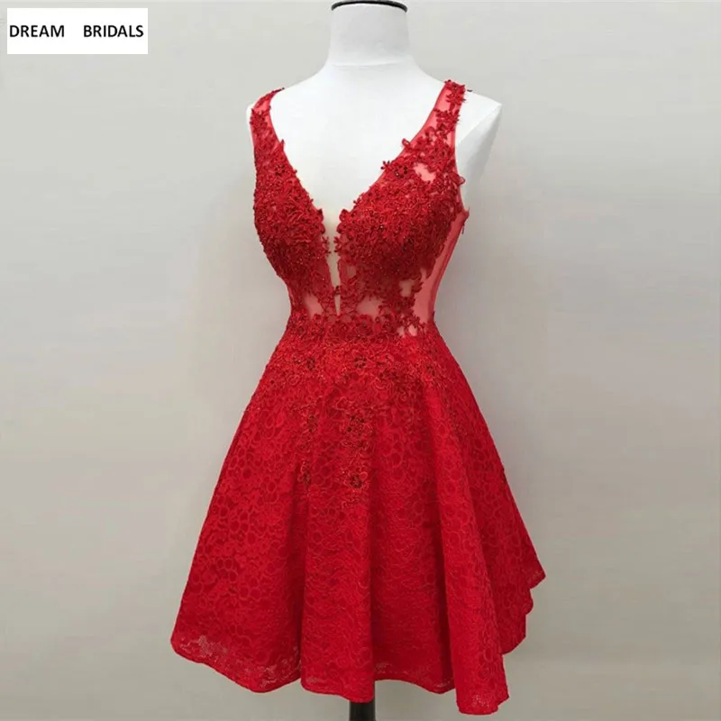 Sexy Deep V-Neck Cocktail Party Dresses Red Beading Lace Vestidos Coctel 2019 Knee-Length Sweetheart Vestido Cocktal
Sexy Deep V-Neck Cocktail Party Dresses Red Beading Lace Vestidos Coctel 2019 Knee-Length Sweetheart Vestido Cocktal