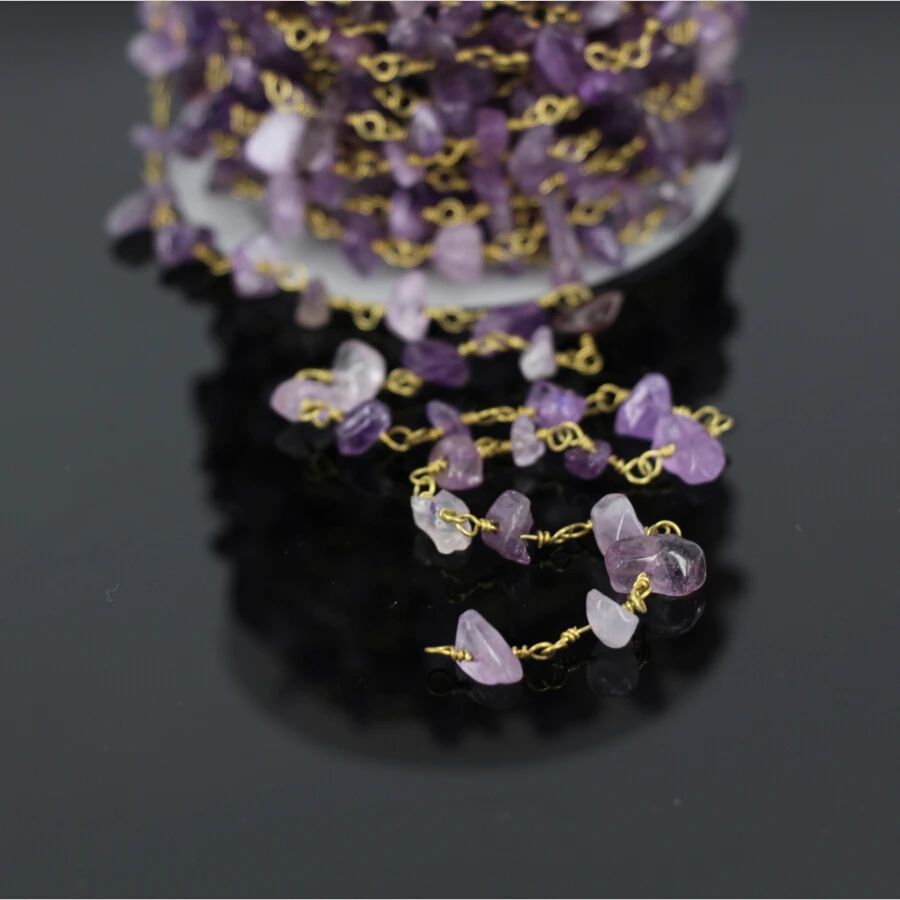 5Meter,Wholesale Amethyst Beaded Rosary Chain,purple crystal Chip Beads Chains Necklace Fashion DIY Jewelry Findings 
5Meter,Wholesale Amethyst Beaded Rosary Chain,purple crystal Chip Beads Chains Necklace Fashion DIY Jewelry Findings