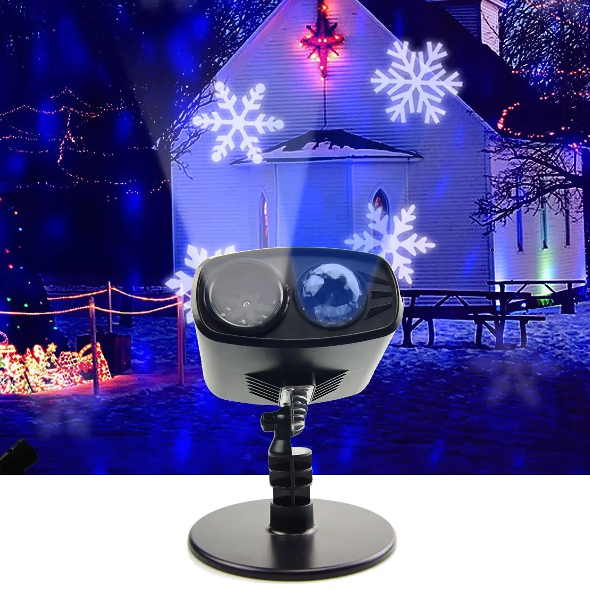 Фото 3 режима светодиодный проектор со снежинками ландшафтный лазерный светильник