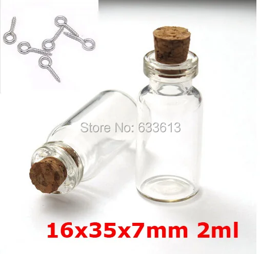100pcs/lot 16x35x7mm 2ml Tiny Clear Glass Bottle jars Charms Pendants with silver/gold/bronze cork Eyehook 1ML perfume bottle
100pcs/lot 16x35x7mm 2ml Tiny Clear Glass Bottle jars Charms Pendants with silver/gold/bronze cork Eyehook 1ML perfume bottle