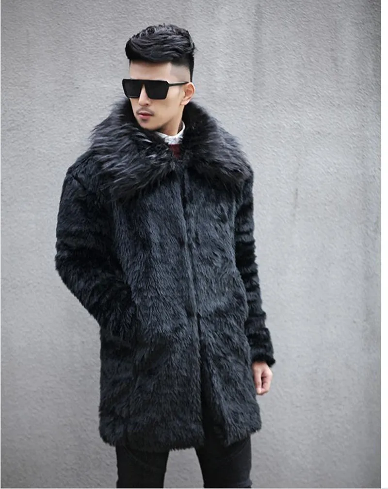 

2019 меховое пальто, зимняя верхняя одежда из искусственного меха с одной стороны, мужская одежда в стиле панк