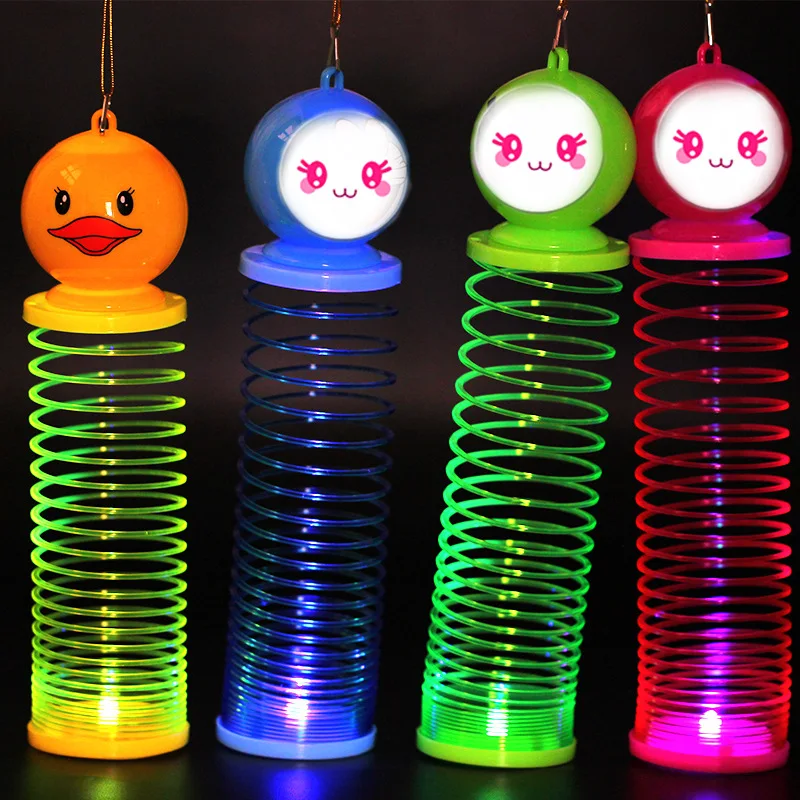 lantern rainbow circle cartoon toys design Flash plastic spring coil With the rod and rope luminous lighting |