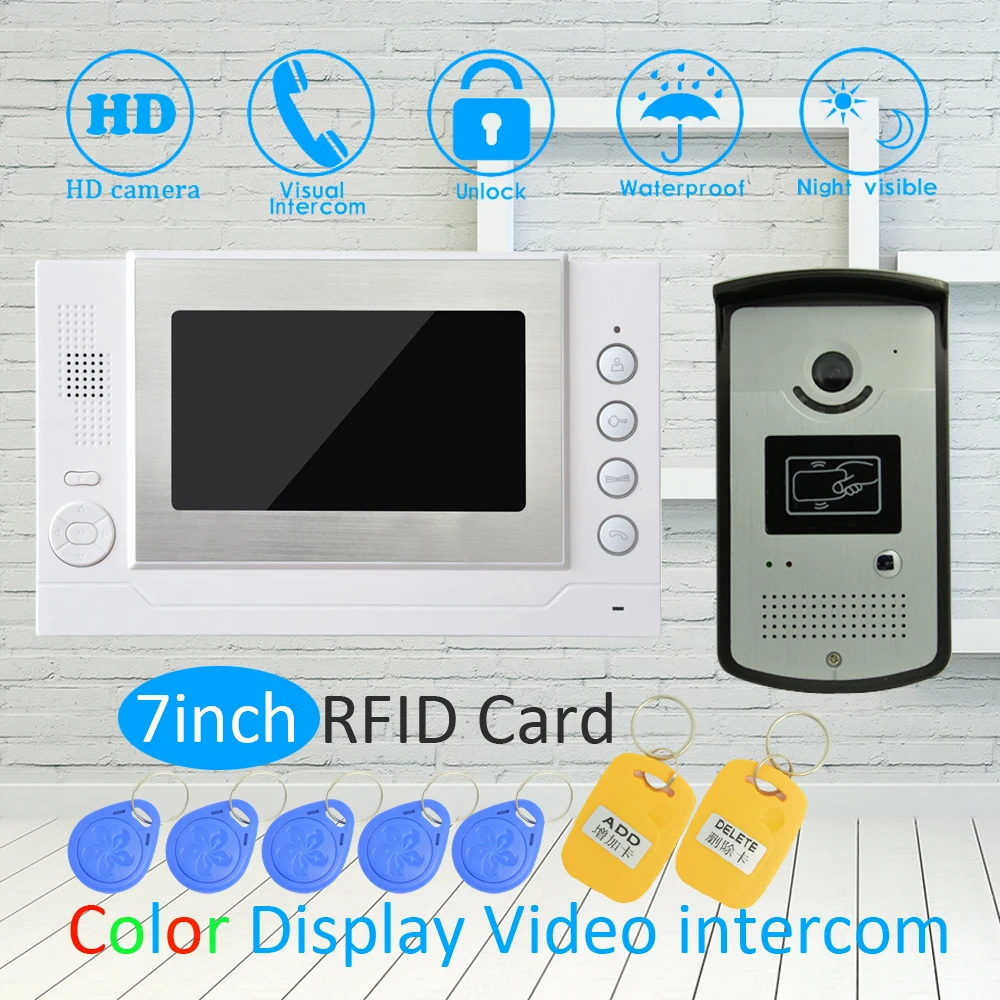 (1 комплект) 7 дюймов Экран ЖК-дисплей монитор RFID разблокировать Функция HD Ночное видение ИК Камера видео-телефон двери Системы с дверным зво...
(1 комплект) 7 дюймов Экран ЖК-дисплей монитор RFID разблокировать Функция HD Ночное видение ИК Камера видео-телефон двери Системы с дверным зво...