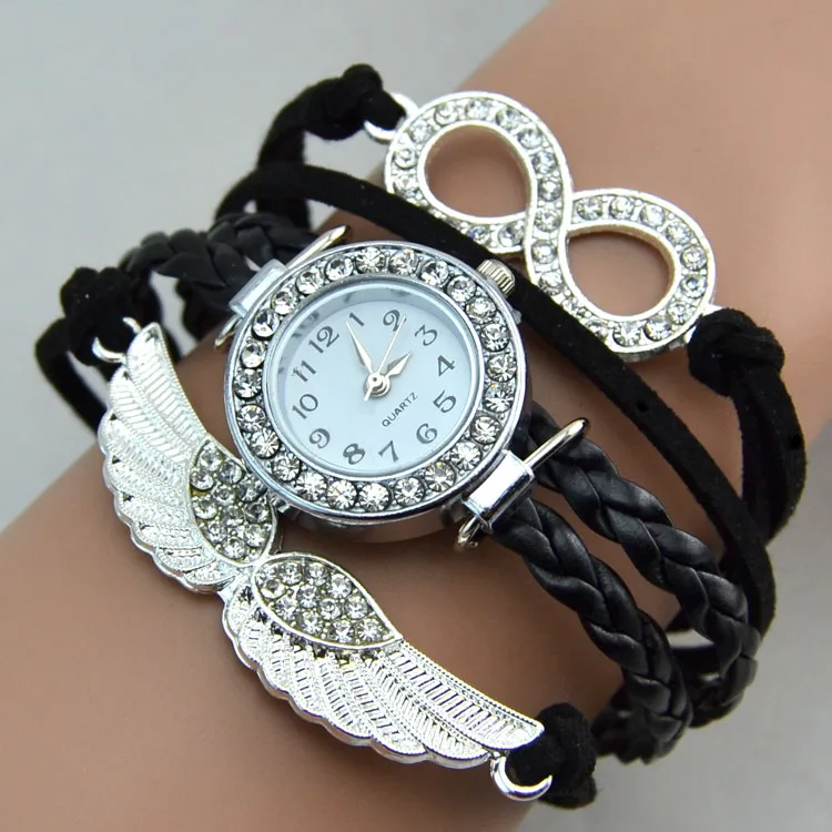 Chain Factory Rhinestone Stainless Steel Watch Bracelet Wing Infinity Fabric Jewelry Multiple Strap Watch
Chain Factory Rhinestone Stainless Steel Watch Bracelet Wing Infinity Fabric Jewelry Multiple Strap Watch