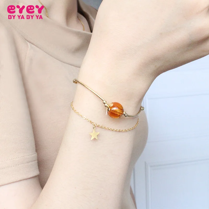 1PC Gold Color Bracelet Chain with diffuser Hole Murano Glass Perfume ball Double Star Bracelets For Women | Украшения и