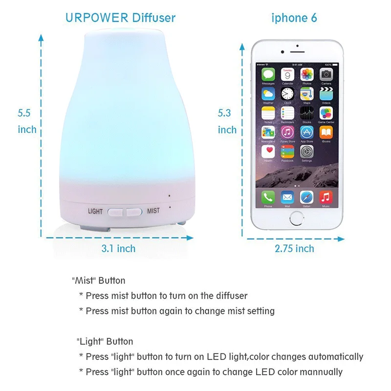Ultrasonic Humidifier Aromatherapy Oil Diffuser Cool Mist With Color LED Lights Essential Oil Diffuser Waterless Night Lights
Ultrasonic Humidifier Aromatherapy Oil Diffuser Cool Mist With Color LED Lights Essential Oil Diffuser Waterless Night Lights