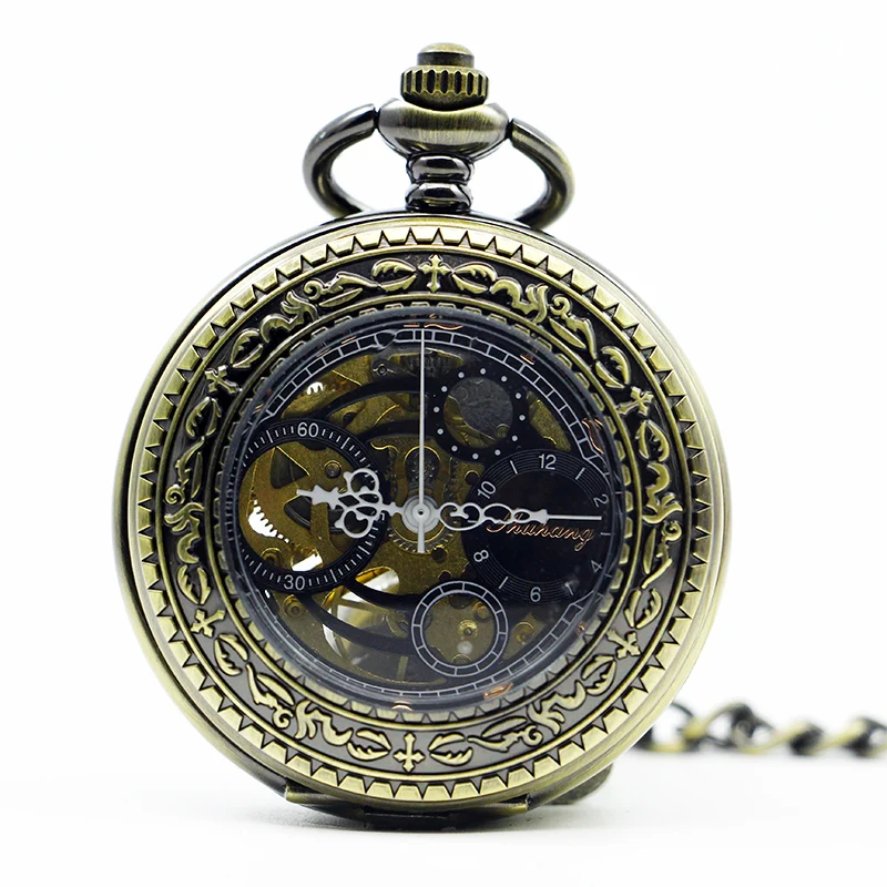 Fashion Hand-wind Chronograph Mechanical Pocket Watch Bronze Hollow Necklace Pendant Women Men's Gifts PJX1287
Fashion Hand-wind Chronograph Mechanical Pocket Watch Bronze Hollow Necklace Pendant Women Men's Gifts PJX1287