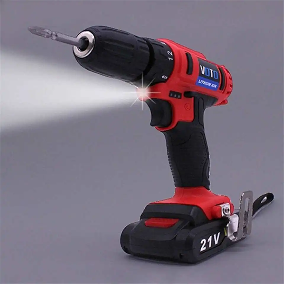 Hot LED Light Cordless Screwdriver Electric Drill Two-Speed Rechargeable 2 pcs Lithium Batteries Waterproof Electric Drill
Hot LED Light Cordless Screwdriver Electric Drill Two-Speed Rechargeable 2 pcs Lithium Batteries Waterproof Electric Drill