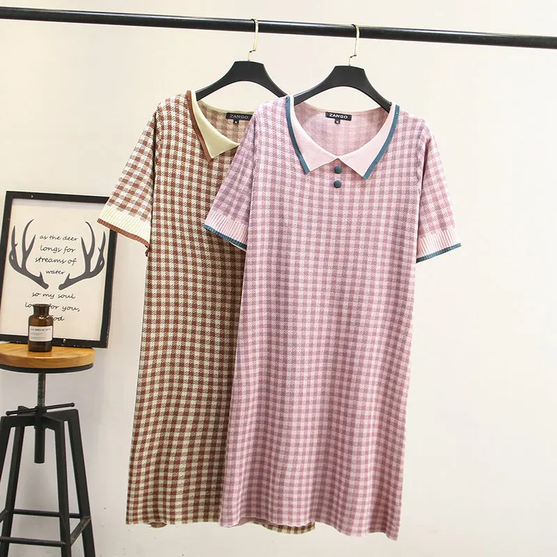 Large-size Women's Summer Dress 2019 New Style Loose Ice Silk Color Short Sleeve Mini Dresses Plus Size Vestidos Plaid
Large-size Women's Summer Dress 2019 New Style Loose Ice Silk Color Short Sleeve Mini Dresses Plus Size Vestidos Plaid