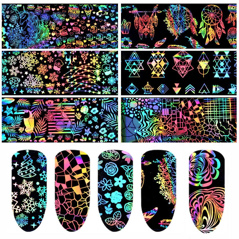 8 Pcs Holographic Laser Nail Foil 4*20cm Geometric Xmas Unicorn Rose Flower Nail Art Transfer Sticker Manicure Decoration
8 Pcs Holographic Laser Nail Foil 4*20cm Geometric Xmas Unicorn Rose Flower Nail Art Transfer Sticker Manicure Decoration