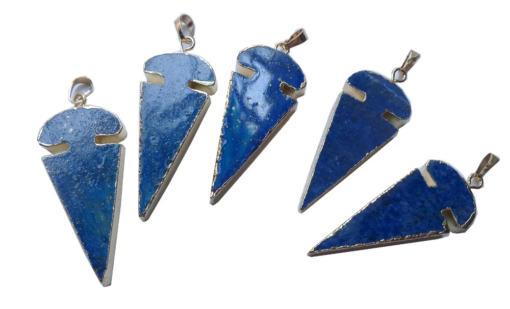 

New Designed Natural Lapis Lazuli Gem stone Arrow Healing Point Chakra Pendant 2" For Necklace,5pcs/lot