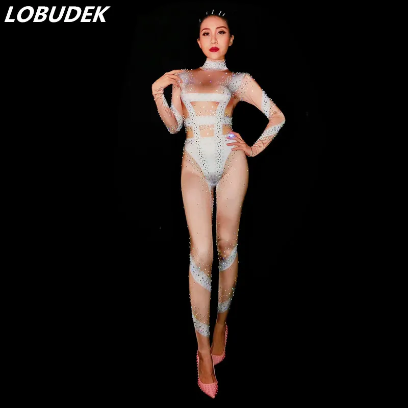 female costume white Crystals sexy Jumpsuit Nude bodySuit outfit singer dancer nightclub show performance party star
female costume white Crystals sexy Jumpsuit Nude bodySuit outfit singer dancer nightclub show performance party star
