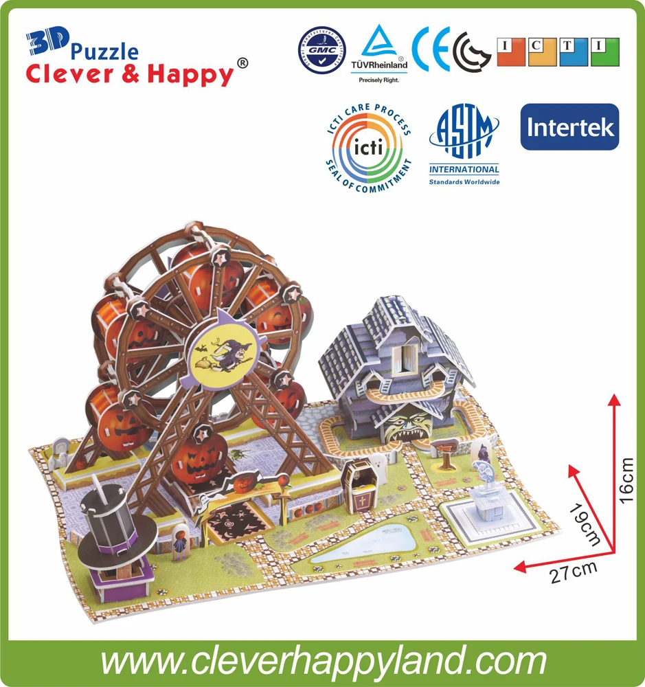 2014 new clever&happy land 3d puzzle model Halloween Ferris Wheel adult drawings educational toys paper | Игрушки и хобби
