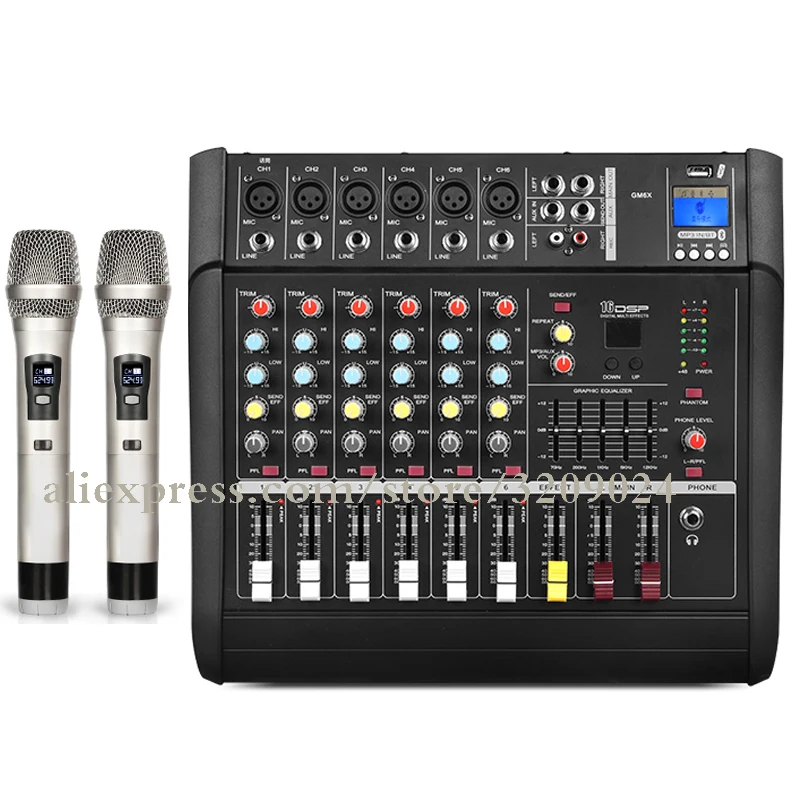 6 Channel Wireless Microphone Amplifier Mixer One Machine Stage Wedding Effect Karaoke Family Conference 2 Microphone 
6 Channel Wireless Microphone Amplifier Mixer One Machine Stage Wedding Effect Karaoke Family Conference 2 Microphone