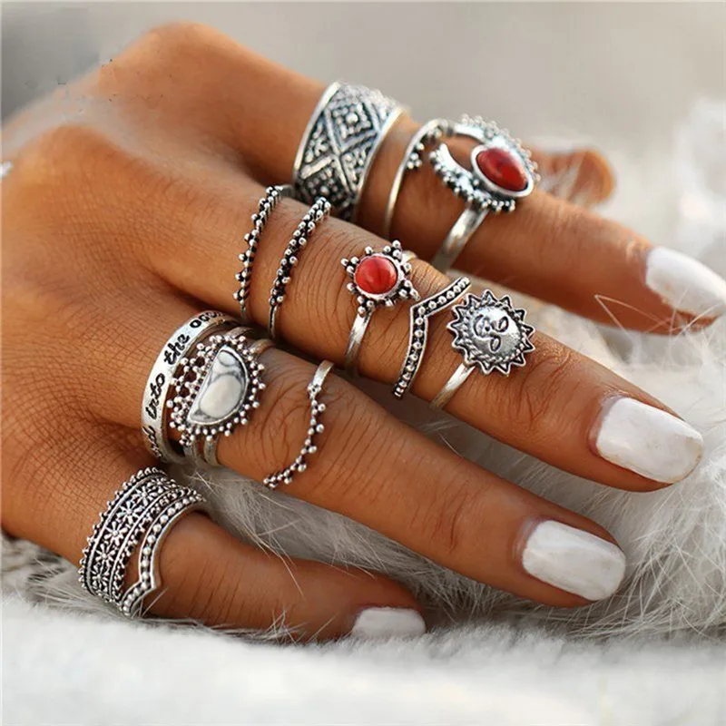 PINKSEE 14 Pcs/Sets Retro Carved Fashion Crystal Rings Sets For Women Vintage Sliver Color Jewelry Gift
PINKSEE 14 Pcs/Sets Retro Carved Fashion Crystal Rings Sets For Women Vintage Sliver Color Jewelry Gift