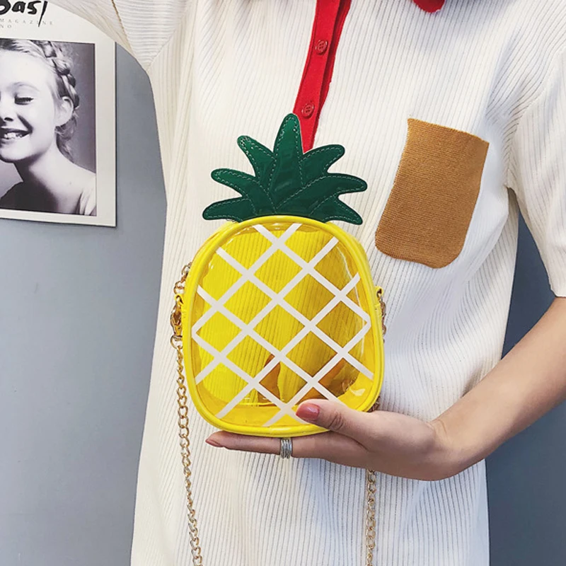 BONAMIE New Cute Transparent PVC Female Messenger Bag With Chain Girls Jelly Zipper Small Beach Shoulder Crossbody Bag Pineapple
BONAMIE New Cute Transparent PVC Female Messenger Bag With Chain Girls Jelly Zipper Small Beach Shoulder Crossbody Bag Pineapple