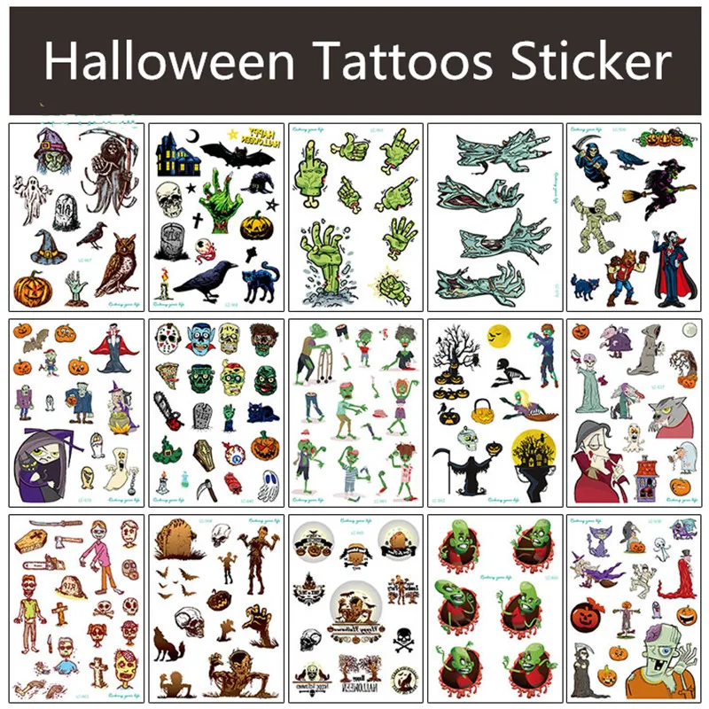 18pc Watercolor Halloween Temporary Tattoos Stickers for Waterproof Women Fake Body Art Adult Kids Ghost Bat Hand Tattoo Sticker
18pc Watercolor Halloween Temporary Tattoos Stickers for Waterproof Women Fake Body Art Adult Kids Ghost Bat Hand Tattoo Sticker