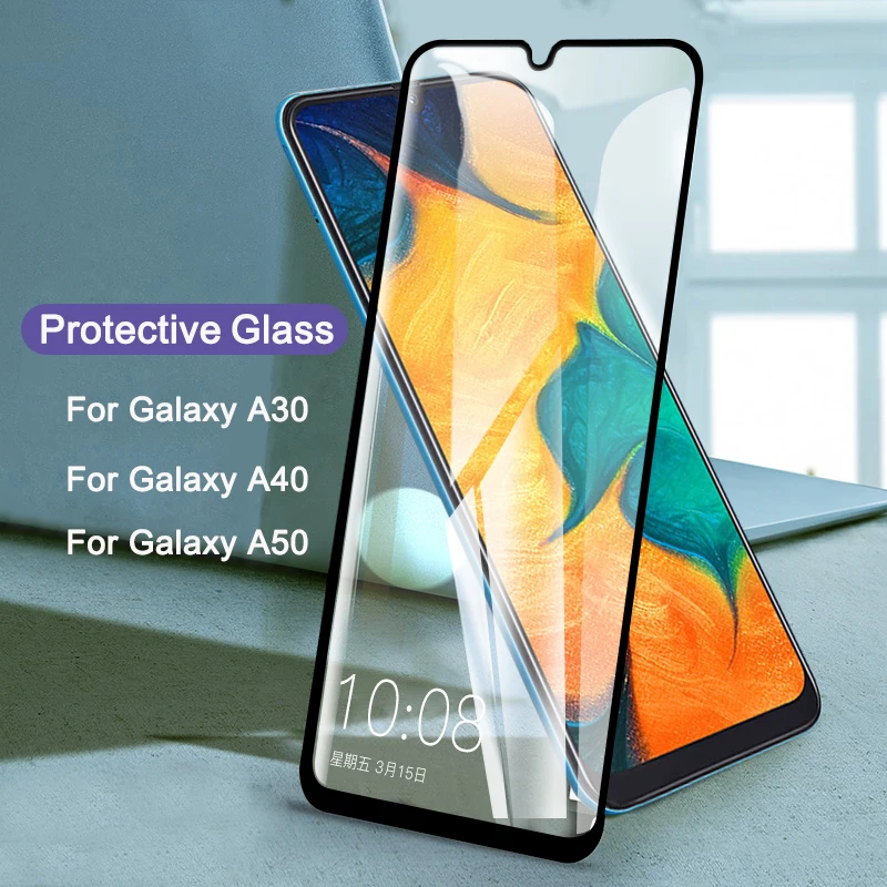 Защитное стекло для Samsung Galaxy A50 полное покрытие Защита экрана A40 A30 Закаленное