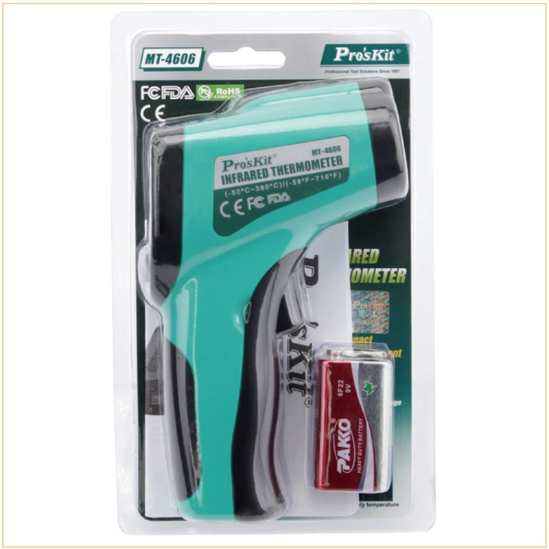 ProsKit MT-4606-C Auto Off LCD Display Non-contact Digital Laser Infrared Thermometer IR High Temperature Gun Tester
ProsKit MT-4606-C Auto Off LCD Display Non-contact Digital Laser Infrared Thermometer IR High Temperature Gun Tester