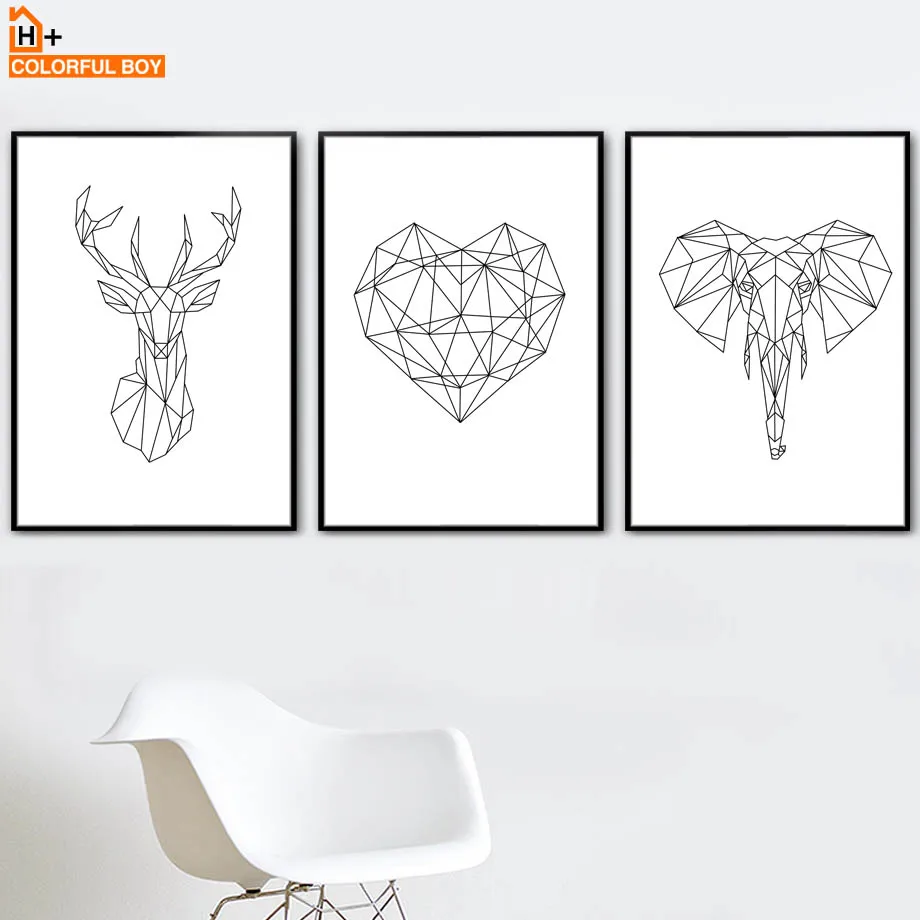 Geometry Deer Elephant Heart Wall Art Canvas Painting Nordic Posters And Prints Black White Wall Pictures For Living Room Decor
Geometry Deer Elephant Heart Wall Art Canvas Painting Nordic Posters And Prints Black White Wall Pictures For Living Room Decor