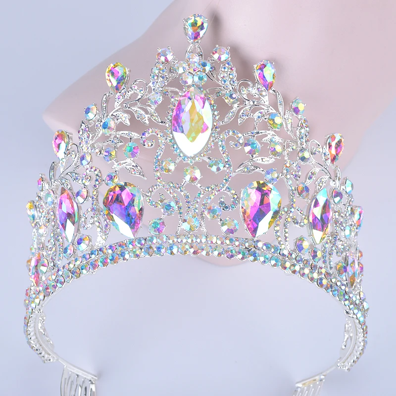 Luxury Vintage AB color Wedding Crown Alloy Bridal Tiara Baroque Queen King Crown marquise Rhinestone half round Tiara comb
Luxury Vintage AB color Wedding Crown Alloy Bridal Tiara Baroque Queen King Crown marquise Rhinestone half round Tiara comb