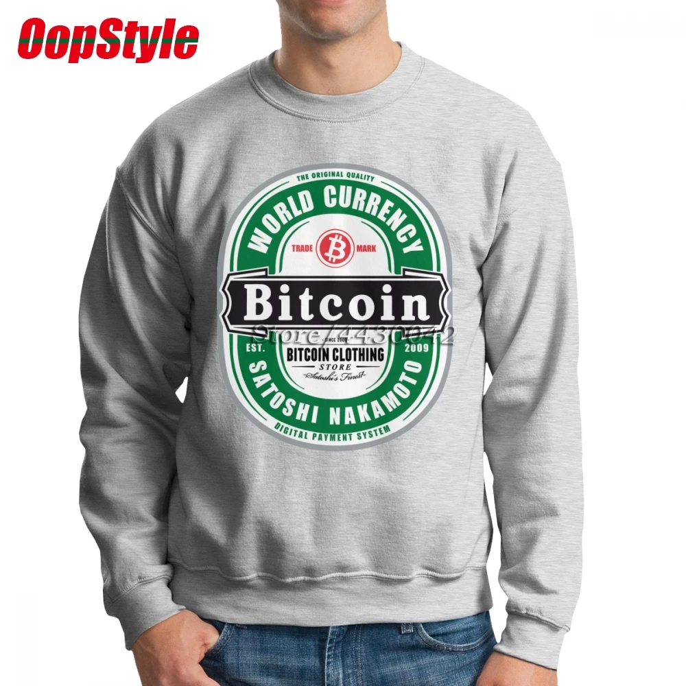Забавная толстовка с капюшоном Cryptocurrency Bitcoin Label для мужчин длинным рукавом на