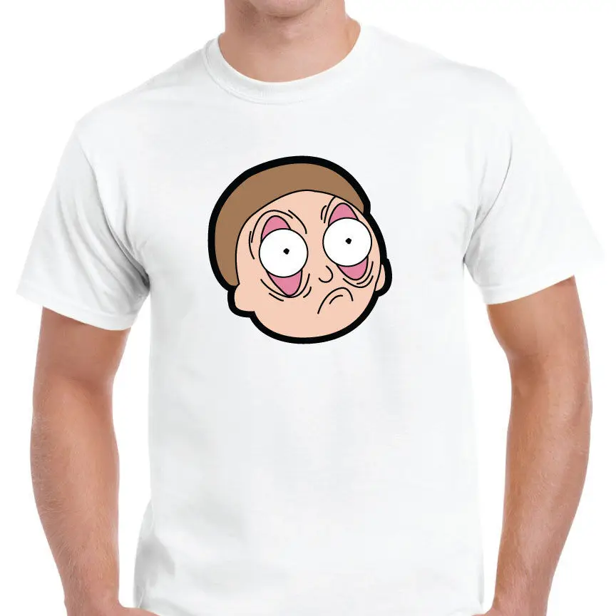 Белая футболка Rick and Morty с широкими глазами Мужская бесплатная доставка Топы Harajuku