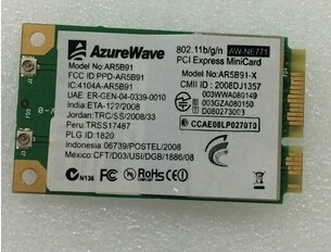 AzureWave AW-NE771 AR5B91 AR9281 150 Мбит/с Mini PCI-e беспроводной WLAN Wifi карта
AzureWave AW-NE771 AR5B91 AR9281 150 Мбит/с Mini PCI-e беспроводной WLAN Wifi карта