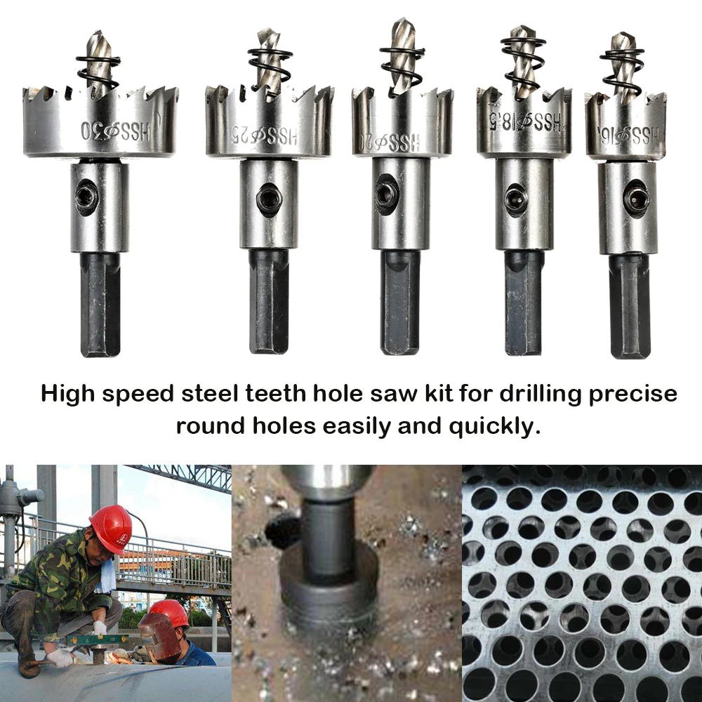 5PCS HSS Drill Bits Set power tools hole saw cutter High Speed Steel drill bit Saw Tooth woodworking Tool 16/18.5/20/25/30mm
5PCS HSS Drill Bits Set power tools hole saw cutter High Speed Steel drill bit Saw Tooth woodworking Tool 16/18.5/20/25/30mm