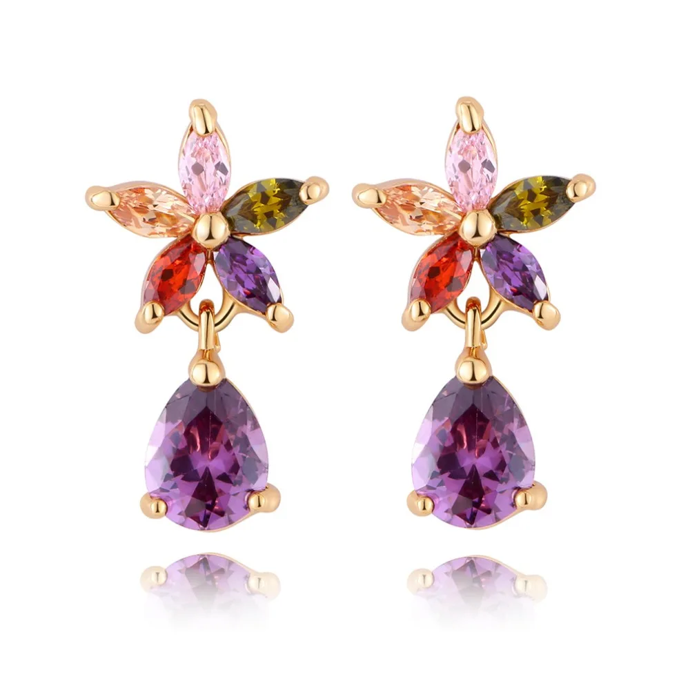 High Quality Colorful Flower AAA Zircon Water Drop Earrings Yellow Gold Filled Beautiful Women Dangle Earrings
High Quality Colorful Flower AAA Zircon Water Drop Earrings Yellow Gold Filled Beautiful Women Dangle Earrings