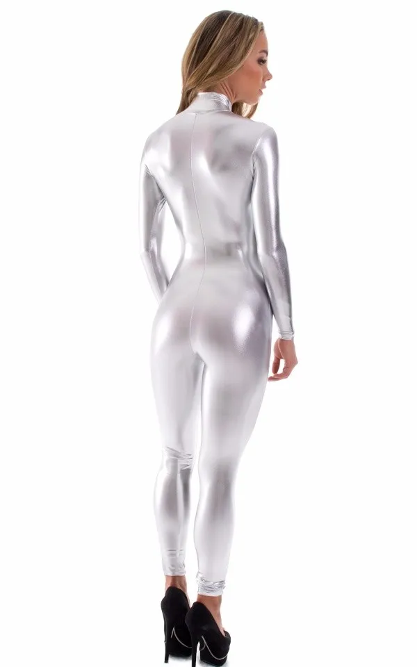 Icostumes Front Zip Silver Catsuits Womens long Sleeve Catsuit Spandex Lycra Bodysuits Shiny Metallic Unitard Dancewear Zentai
Icostumes Front Zip Silver Catsuits Womens long Sleeve Catsuit Spandex Lycra Bodysuits Shiny Metallic Unitard Dancewear Zentai