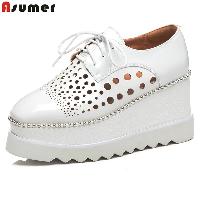 ASUMER 2020 Genuine Leather women pumps round toe cut outs platform shoes lace up wedge pumps high quality summer ladies shoes
ASUMER 2020 Genuine Leather women pumps round toe cut outs platform shoes lace up wedge pumps high quality summer ladies shoes