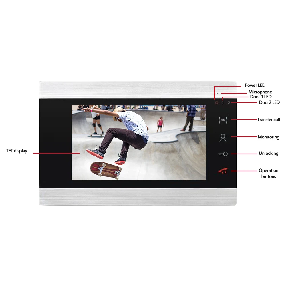Dragonsview 7" Проводная видео-домофонная система Door Phone с записью на SD-карту 16 ГБ Металлический звонок 1200TVL Обнаружение движения на.
