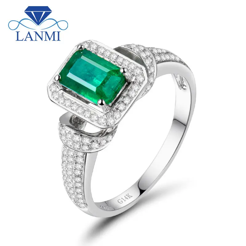 LANMI Women Promotion Solid 14k White Gold 1.25ct Natural Zambia Emerald Wedding Ring Real Diamond Gemstone Engagement Jewelry
LANMI Women Promotion Solid 14k White Gold 1.25ct Natural Zambia Emerald Wedding Ring Real Diamond Gemstone Engagement Jewelry